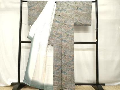 平和屋着物■上質な小紋　人物風景文　鬼しぼ縮緬　正絹　逸品　CABI7655ev