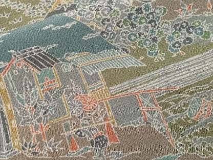 平和屋着物■上質な小紋　人物風景文　鬼しぼ縮緬　正絹　逸品　CABI7655ev
