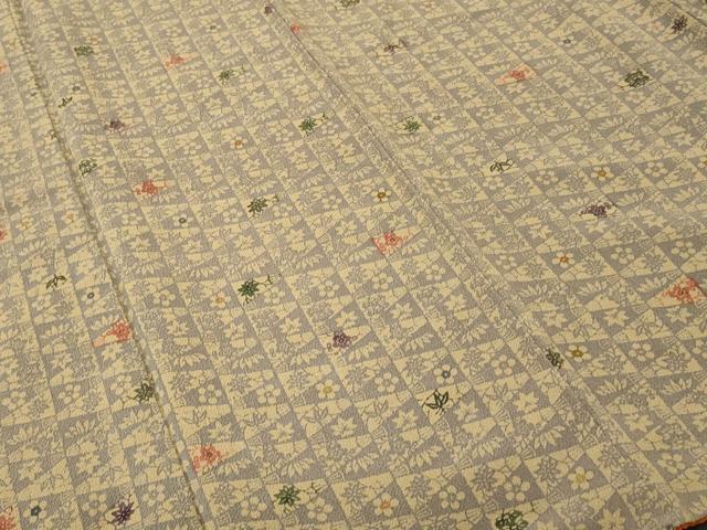平和屋着物■上質な小紋　鱗草花文　鬼しぼ縮緬　正絹　逸品　CABI7658ev
