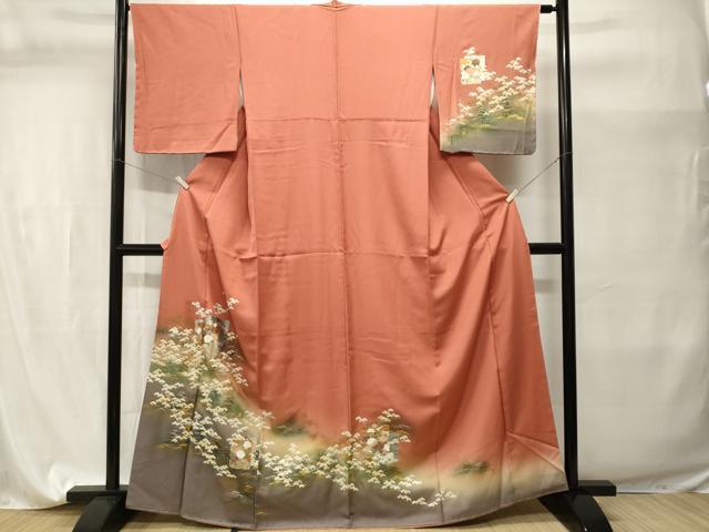平和屋着物■訪問着　破れ色紙花松文　暈し染め　金銀彩　正絹　逸品　CABI7660ev
