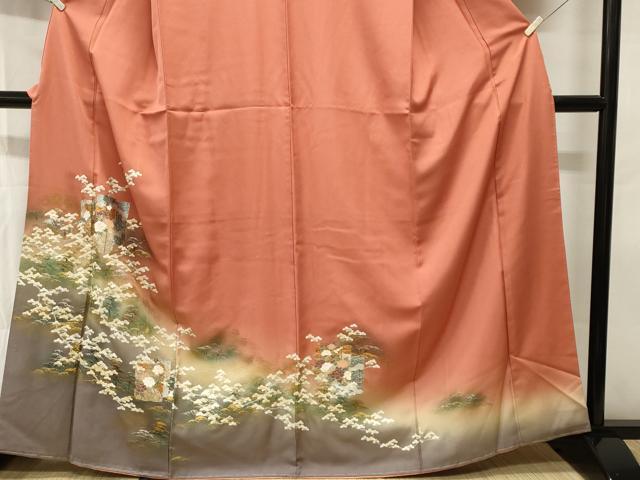 平和屋着物■訪問着　破れ色紙花松文　暈し染め　金銀彩　正絹　逸品　CABI7660ev