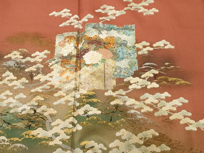 平和屋着物■訪問着　破れ色紙花松文　暈し染め　金銀彩　正絹　逸品　CABI7660ev