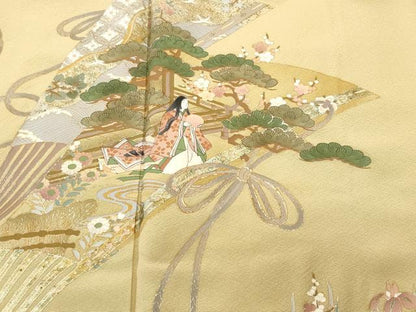平和屋着物■豪華色留袖　扇人物花文　金彩　正絹　逸品　CABI7663ev