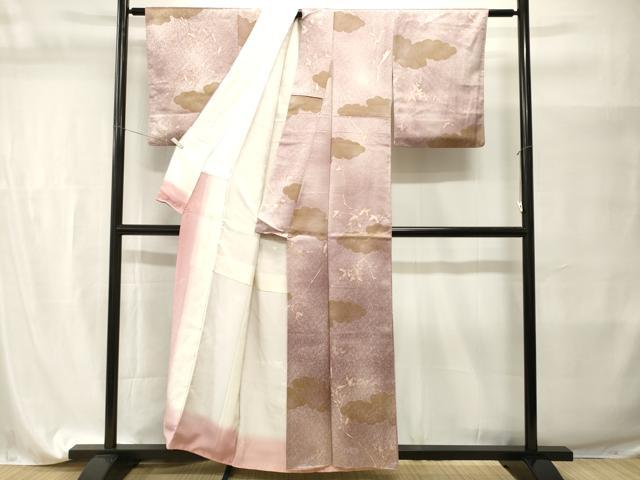 平和屋着物■上質な小紋　雲取り枝花文　暈し染め　正絹　逸品　CABI7666ev