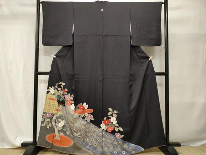 平和屋着物■豪華色留袖　刺繍　孔雀枝椿文　暈し染め　金銀彩　正絹　逸品　CABI7667ev