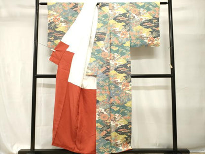 平和屋着物■上質な小紋　切嵌松竹梅飛鳥花文　正絹　逸品　CABI7670ev