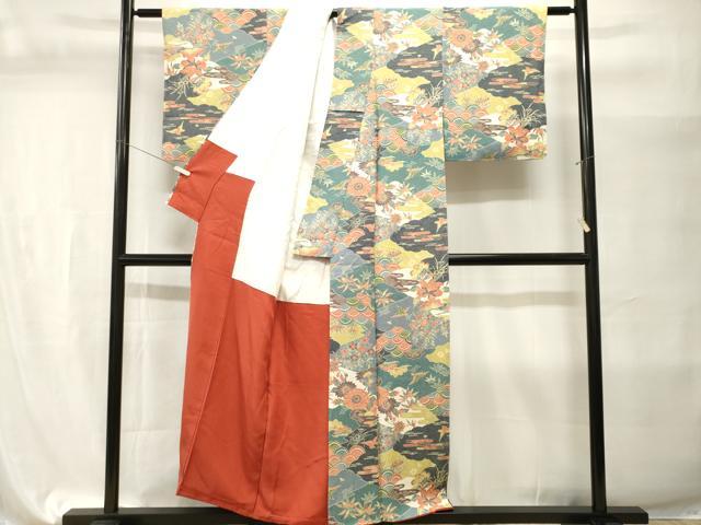 平和屋着物■上質な小紋　切嵌松竹梅飛鳥花文　正絹　逸品　CABI7670ev