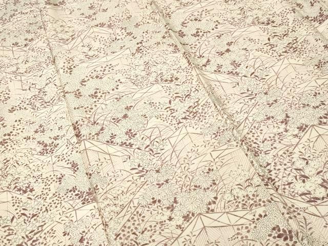 平和屋着物■上質な小紋　屏風草花文　正絹　逸品　CABI7671ev