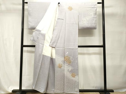 平和屋着物■中国三大刺繍　スワトウ刺繍　訪問着　絞り　雪輪重ね草花文　正絹　逸品　CABI7676ev