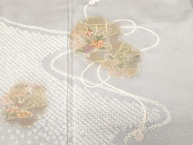 平和屋着物■中国三大刺繍　スワトウ刺繍　訪問着　絞り　雪輪重ね草花文　正絹　逸品　CABI7676ev