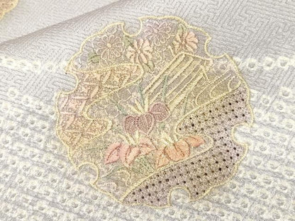 平和屋着物■中国三大刺繍　スワトウ刺繍　訪問着　絞り　雪輪重ね草花文　正絹　逸品　CABI7676ev