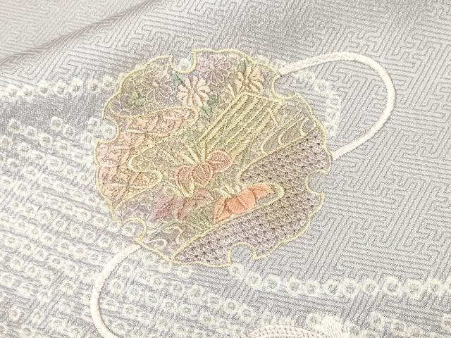 平和屋着物■中国三大刺繍　スワトウ刺繍　訪問着　絞り　雪輪重ね草花文　正絹　逸品　CABI7676ev