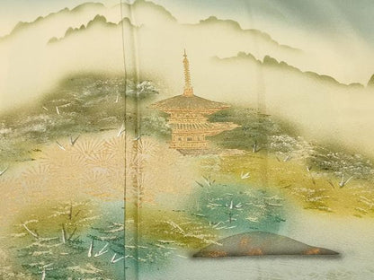 平和屋着物■豪華色留袖　浜松風景文　暈し染め　金彩　正絹　逸品　CABI7678ev
