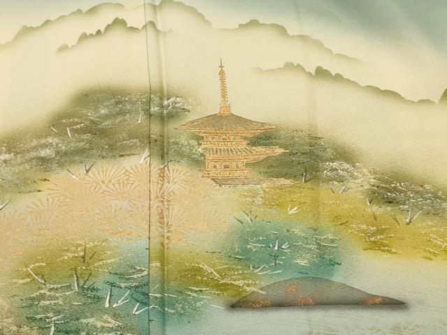 平和屋着物■豪華色留袖　浜松風景文　暈し染め　金彩　正絹　逸品　CABI7678ev