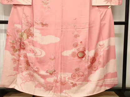 平和屋着物■訪問着　刺繍　流水枝花文　暈し染め　金彩　正絹　逸品　CABI7681ev