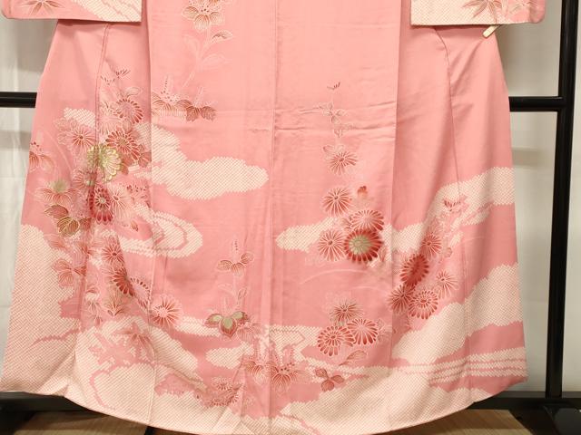 平和屋着物■訪問着　刺繍　流水枝花文　暈し染め　金彩　正絹　逸品　CABI7681ev