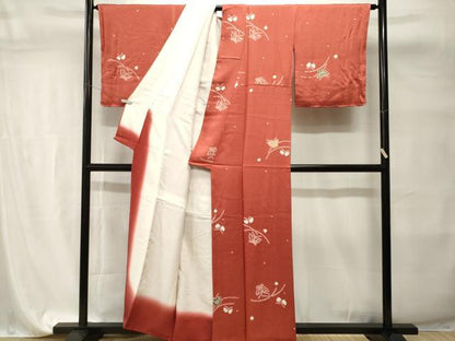 平和屋着物■上質な小紋　絞り　露芝舞蝶文　正絹　逸品　CABI7690ev