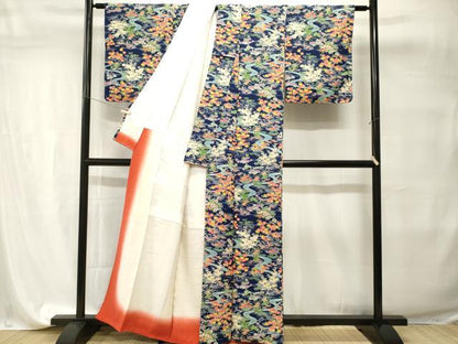 平和屋着物■上質な小紋　流水草花文　正絹　逸品　CABI7692ev