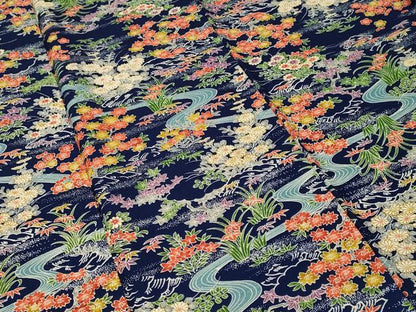 平和屋着物■上質な小紋　流水草花文　正絹　逸品　CABI7692ev