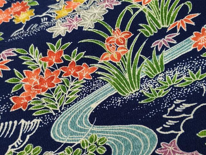 平和屋着物■上質な小紋　流水草花文　正絹　逸品　CABI7692ev