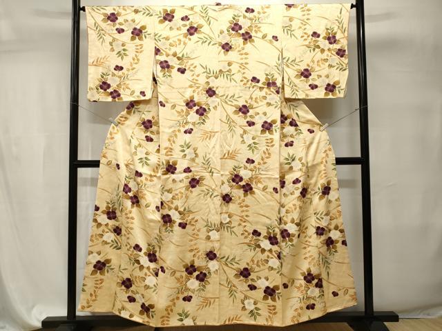 平和屋着物■摺型友禅　京都　多ち花　小紋　枝花文　金彩　正絹　逸品　CABI7694ev