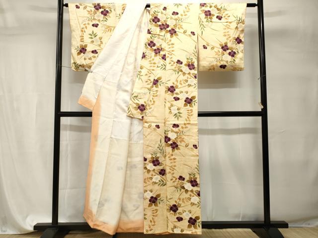 平和屋着物■摺型友禅　京都　多ち花　小紋　枝花文　金彩　正絹　逸品　CABI7694ev