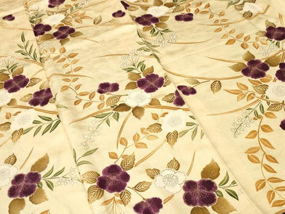 平和屋着物■摺型友禅　京都　多ち花　小紋　枝花文　金彩　正絹　逸品　CABI7694ev