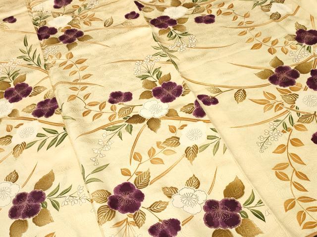平和屋着物■摺型友禅　京都　多ち花　小紋　枝花文　金彩　正絹　逸品　CABI7694ev
