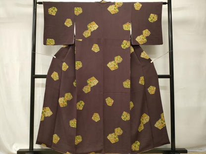 平和屋着物■上質な小紋　吉祥花文　鬼しぼ縮緬　正絹　逸品　CABI7695ev