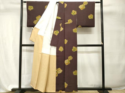 平和屋着物■上質な小紋　吉祥花文　鬼しぼ縮緬　正絹　逸品　CABI7695ev