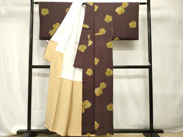 平和屋着物■上質な小紋　吉祥花文　鬼しぼ縮緬　正絹　逸品　CABI7695ev