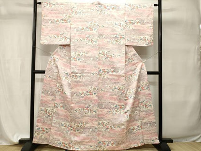 平和屋着物■上質な小紋　エ霞亀甲草花文　正絹　逸品　CABI7698ev