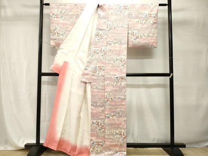 平和屋着物■上質な小紋　エ霞亀甲草花文　正絹　逸品　CABI7698ev
