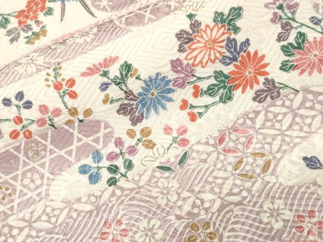 平和屋着物■上質な小紋　エ霞亀甲草花文　正絹　逸品　CABI7698ev