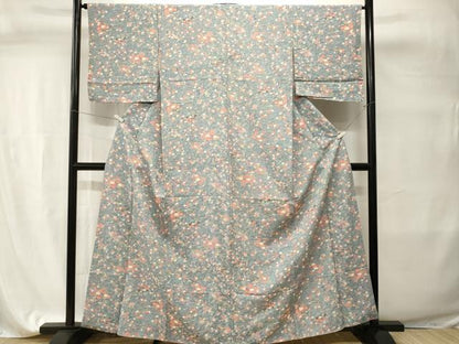 平和屋着物■上質な小紋　扇面草花文　正絹　逸品　CABI7699ev