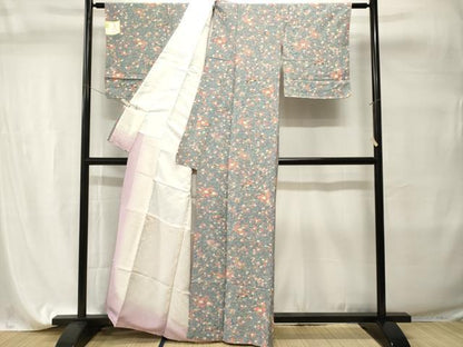 平和屋着物■上質な小紋　扇面草花文　正絹　逸品　CABI7699ev
