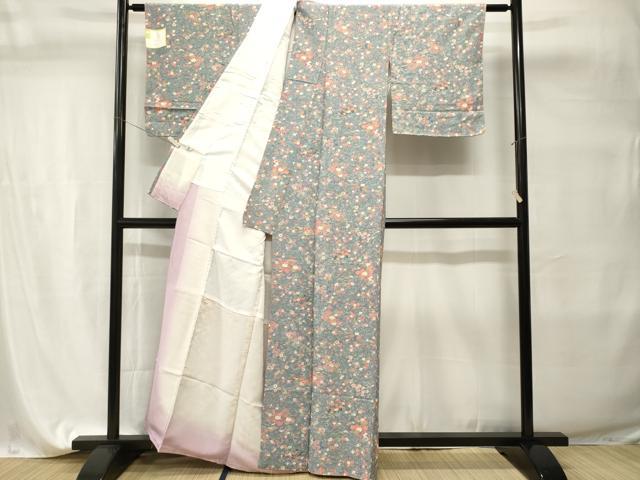 平和屋着物■上質な小紋　扇面草花文　正絹　逸品　CABI7699ev