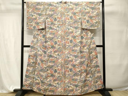 平和屋着物■上質な小紋　人物風景文　鬼しぼ縮緬　正絹　逸品　CABI7703ev