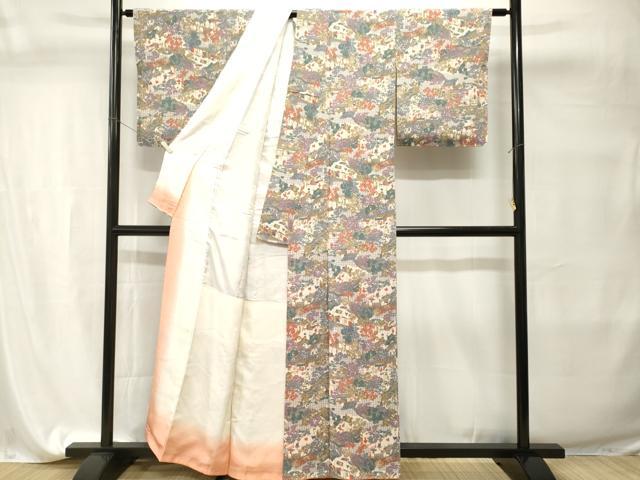 平和屋着物■上質な小紋　人物風景文　鬼しぼ縮緬　正絹　逸品　CABI7703ev