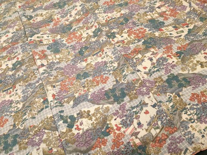 平和屋着物■上質な小紋　人物風景文　鬼しぼ縮緬　正絹　逸品　CABI7703ev