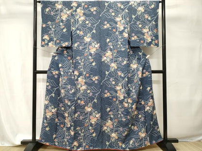 平和屋着物■上質な小紋　流水枝花文　正絹　逸品　CABI7707ev
