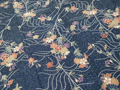 平和屋着物■上質な小紋　流水枝花文　正絹　逸品　CABI7707ev