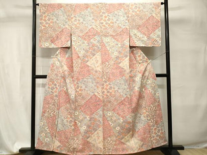 平和屋着物■上質な小紋　切嵌草花文　正絹　逸品　CABI7710ev
