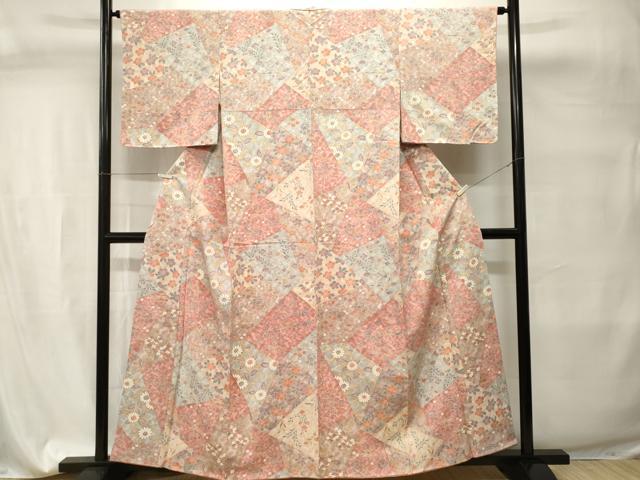 平和屋着物■上質な小紋　切嵌草花文　正絹　逸品　CABI7710ev