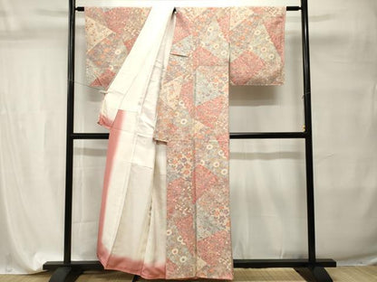 平和屋着物■上質な小紋　切嵌草花文　正絹　逸品　CABI7710ev