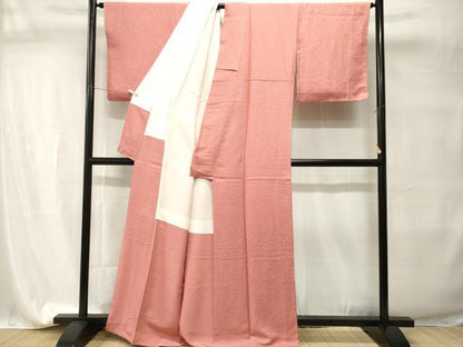 平和屋着物■上質な色無地　花地紋　退紅色　正絹　逸品　CABI7712ev