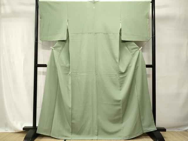 平和屋着物■上質な色無地　若菜色　正絹　逸品　CABI7715ev
