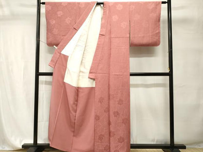 平和屋着物■上質な色無地　錦彩織　楓地紋　ときがら茶色　反端付き　正絹　逸品　CABI7717ev