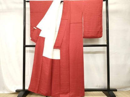 平和屋着物■上質な色無地　紅緋色　正絹　逸品　CABI7719ev