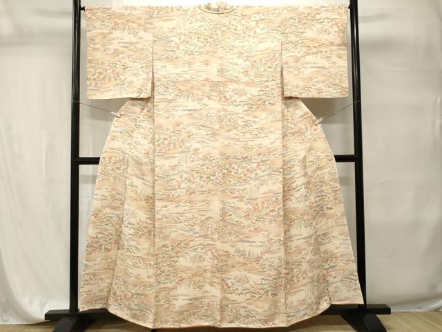 平和屋着物■上質な小紋　御所解文　暈し染め　鬼しぼ縮緬　正絹　逸品　CABI7721ev